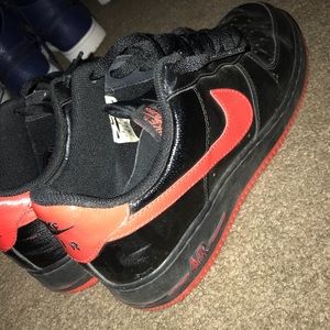 Leather Black and Red Air Forces